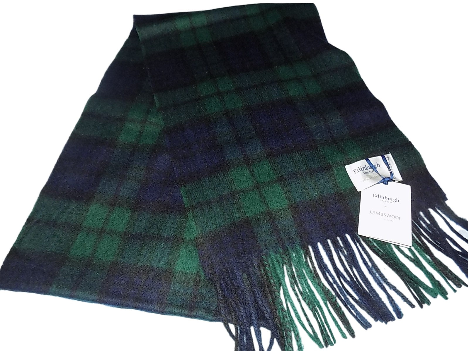 Edinburgh 100% Lambswool Scottish Tartan Multicolour Scarf Black Watch Tartan