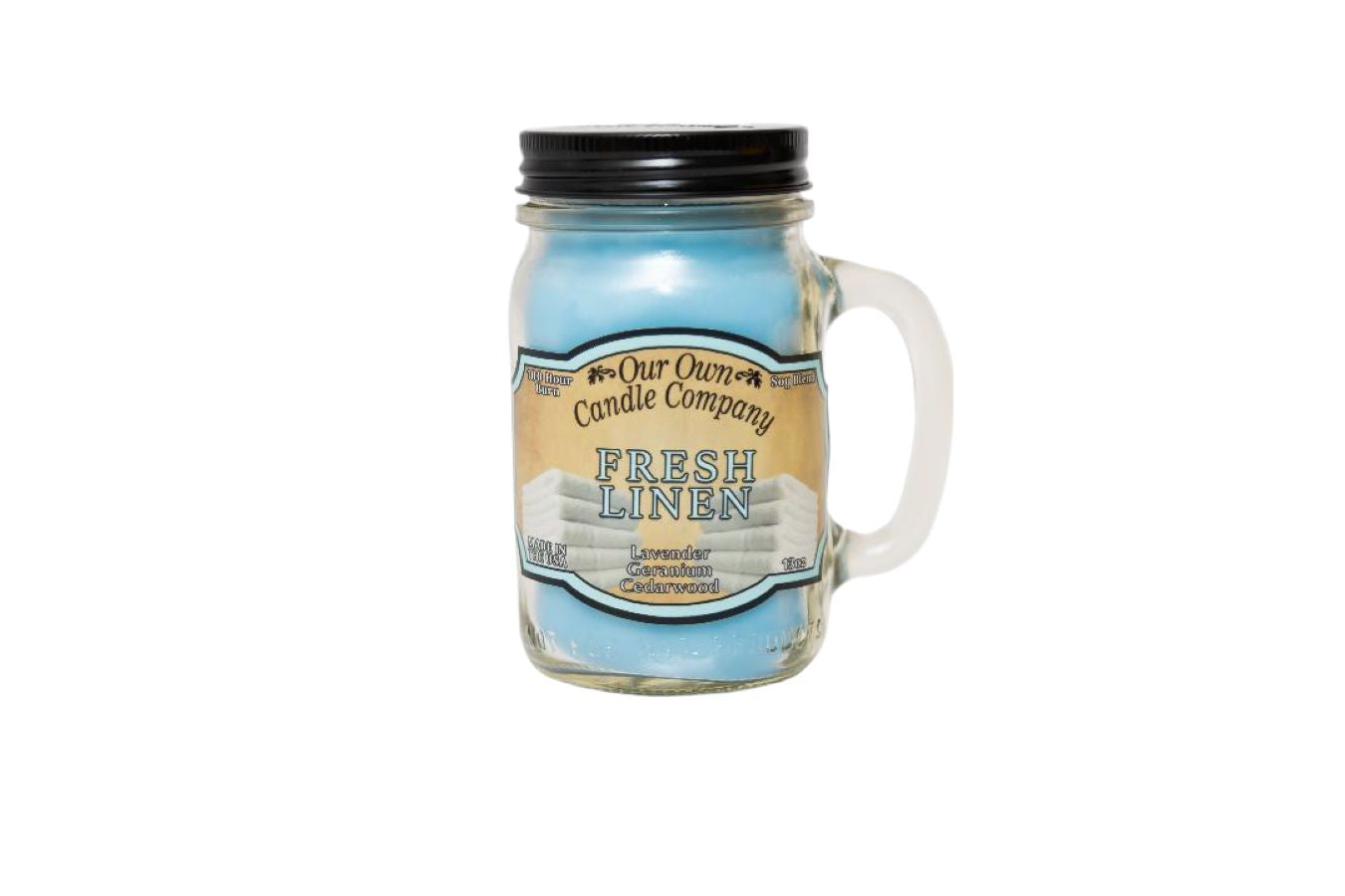 Our Own Candle Company Fresh Linen Scented 13 Ounce Mason Jar Candle