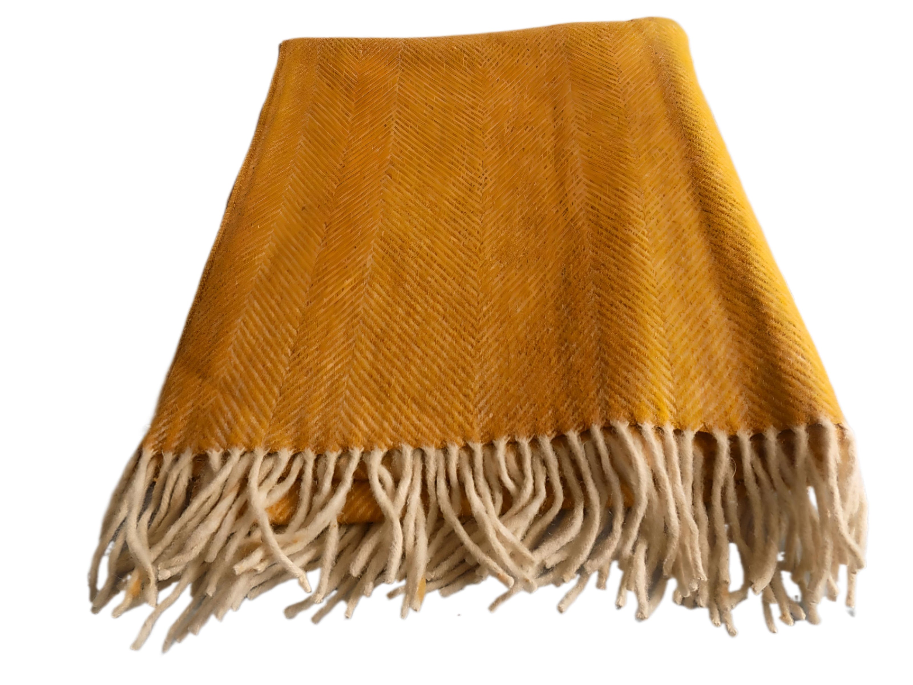 Knee Lap Blanket Scottish Herringbone 72 x 190cm Colour Mustard