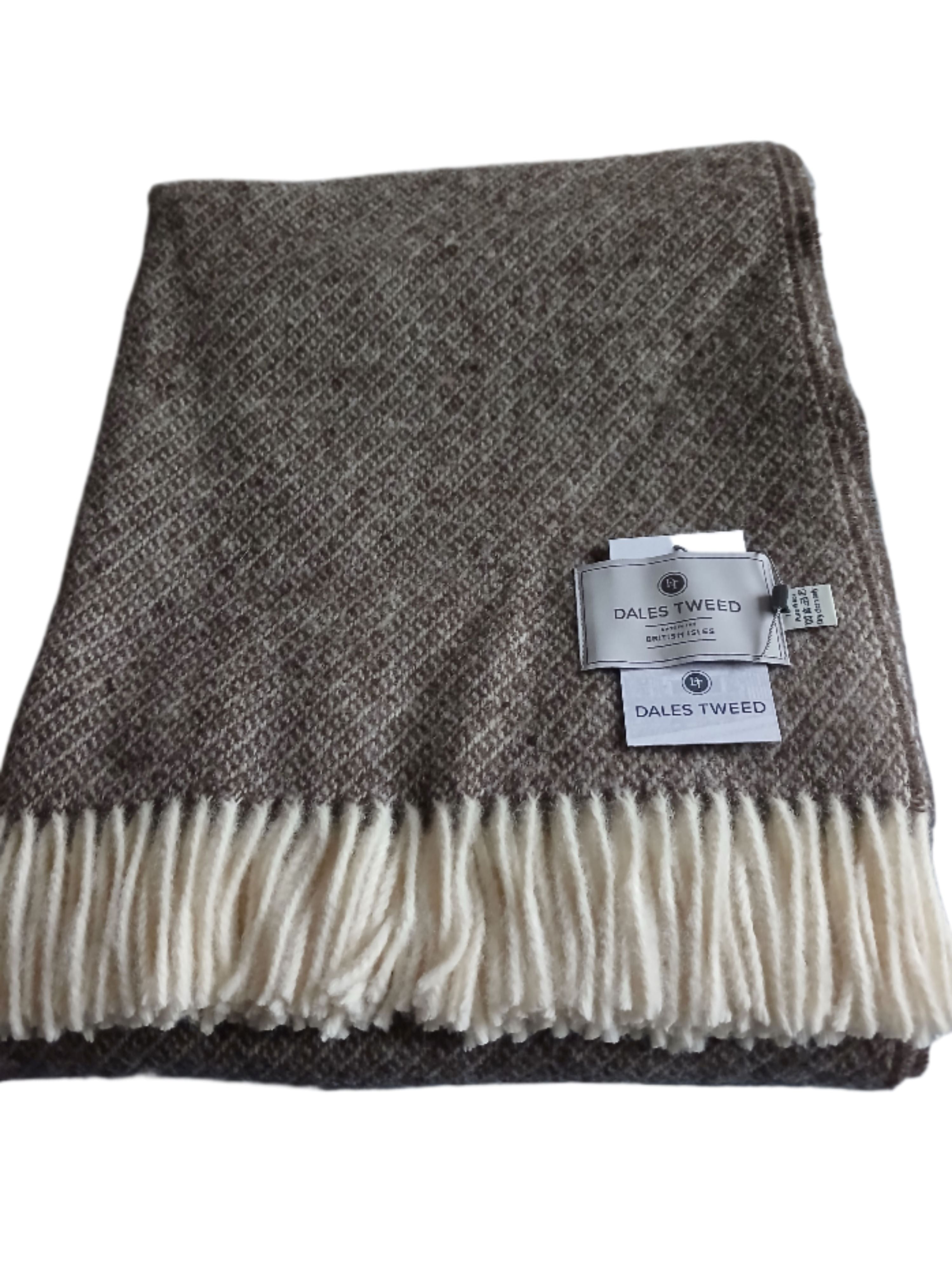 Dales Tweed 100% Pure Wool Donegal Throw Colour Classic Light Brown tone