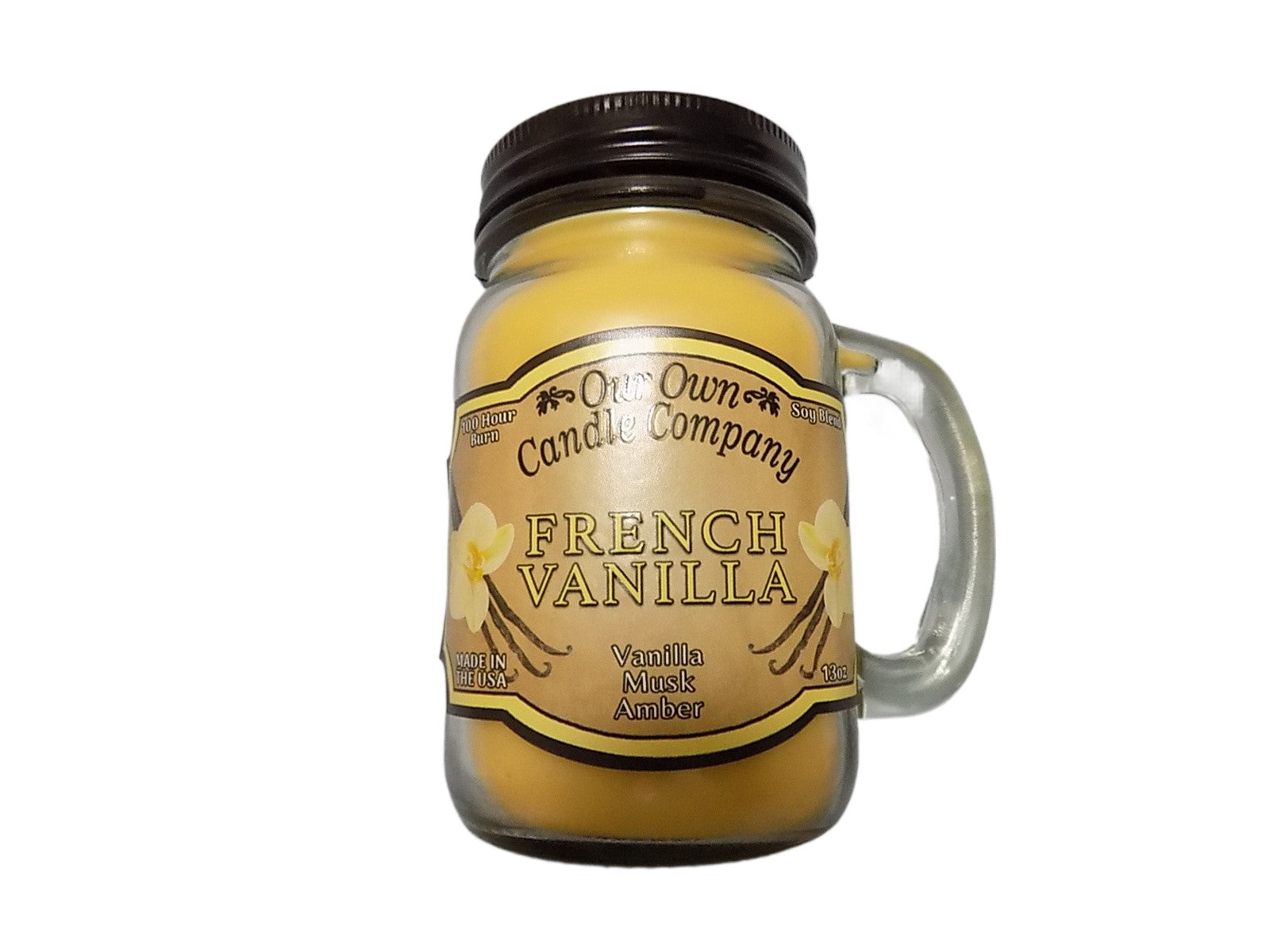 Our Own Candle Company French Vanilla Scented 13 Ounce Mason Jar Candle