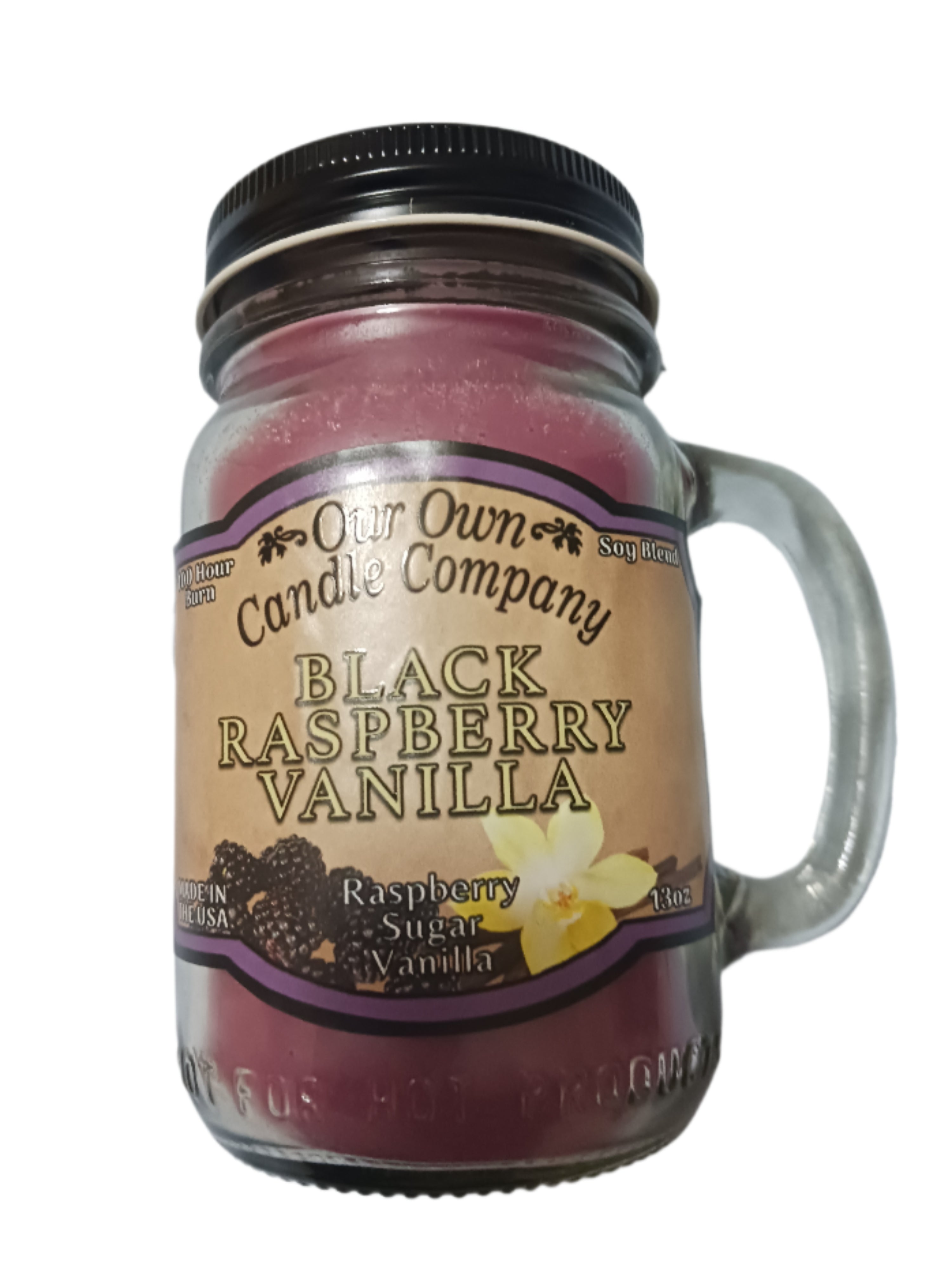 Black Raspberry Vanilla - Scented 13 Ounce Mason Jar Candle - Our Own Candle Company