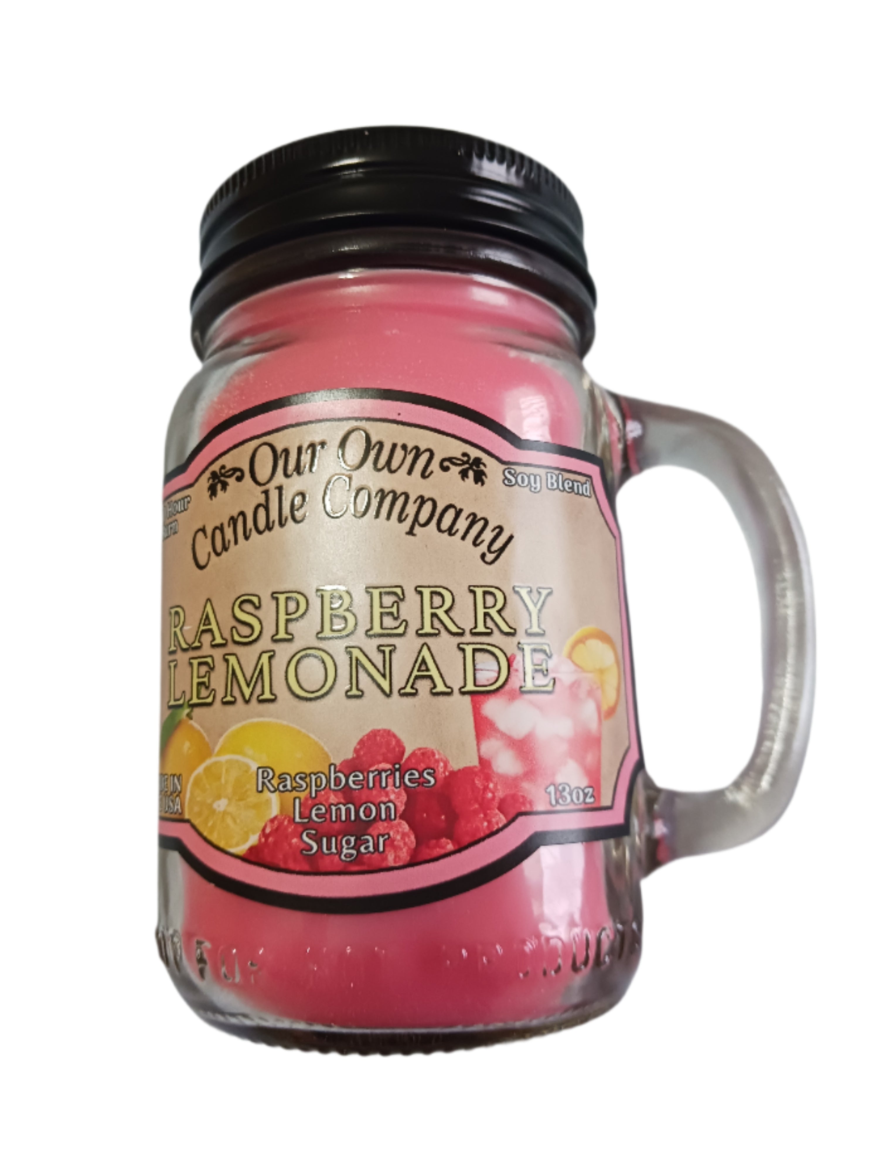 Our Own Candle Company Raspberry Lemonade Fragranced 13oz Mason Jar Candle