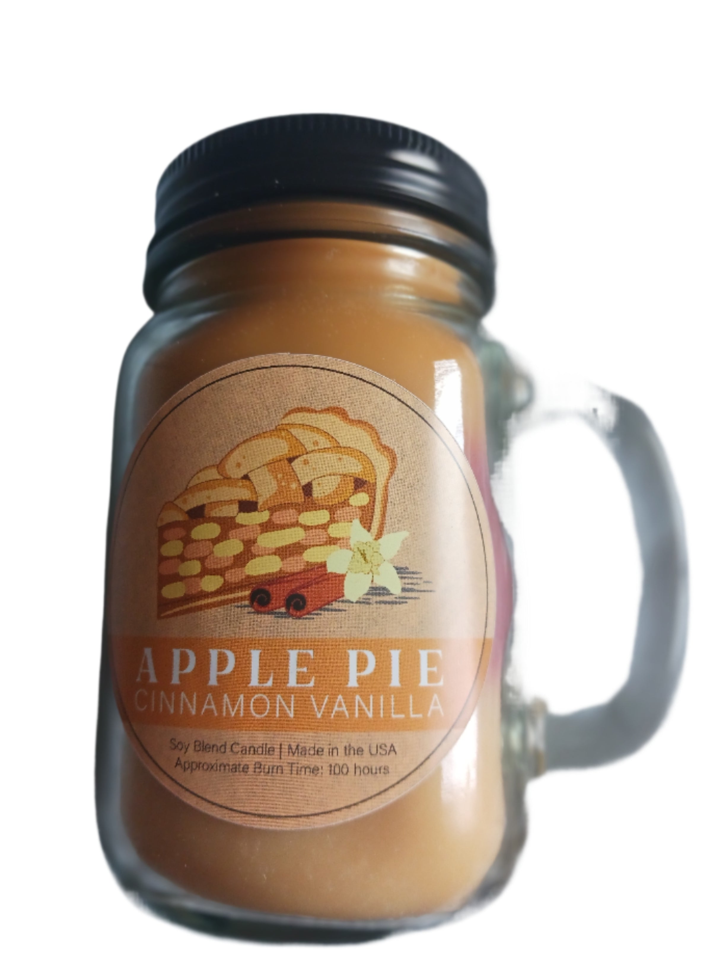 Our own candle Apple Pie, Cinnamon & Vanilla Candle 13 Oz Glass Mason Jar
