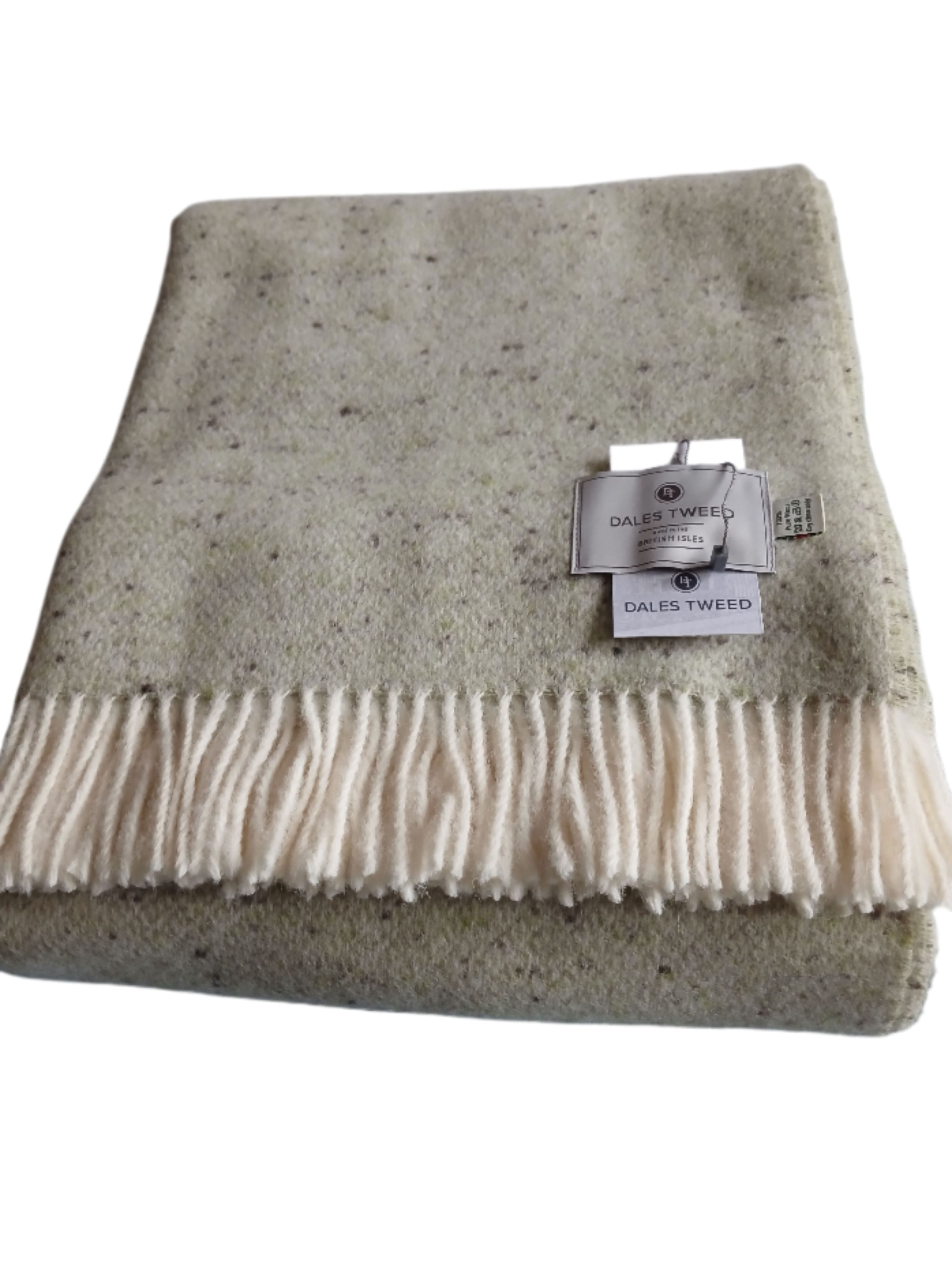 Dales Tweed 100% Pure Wool Donegal Throw Colour Classic Sage tone