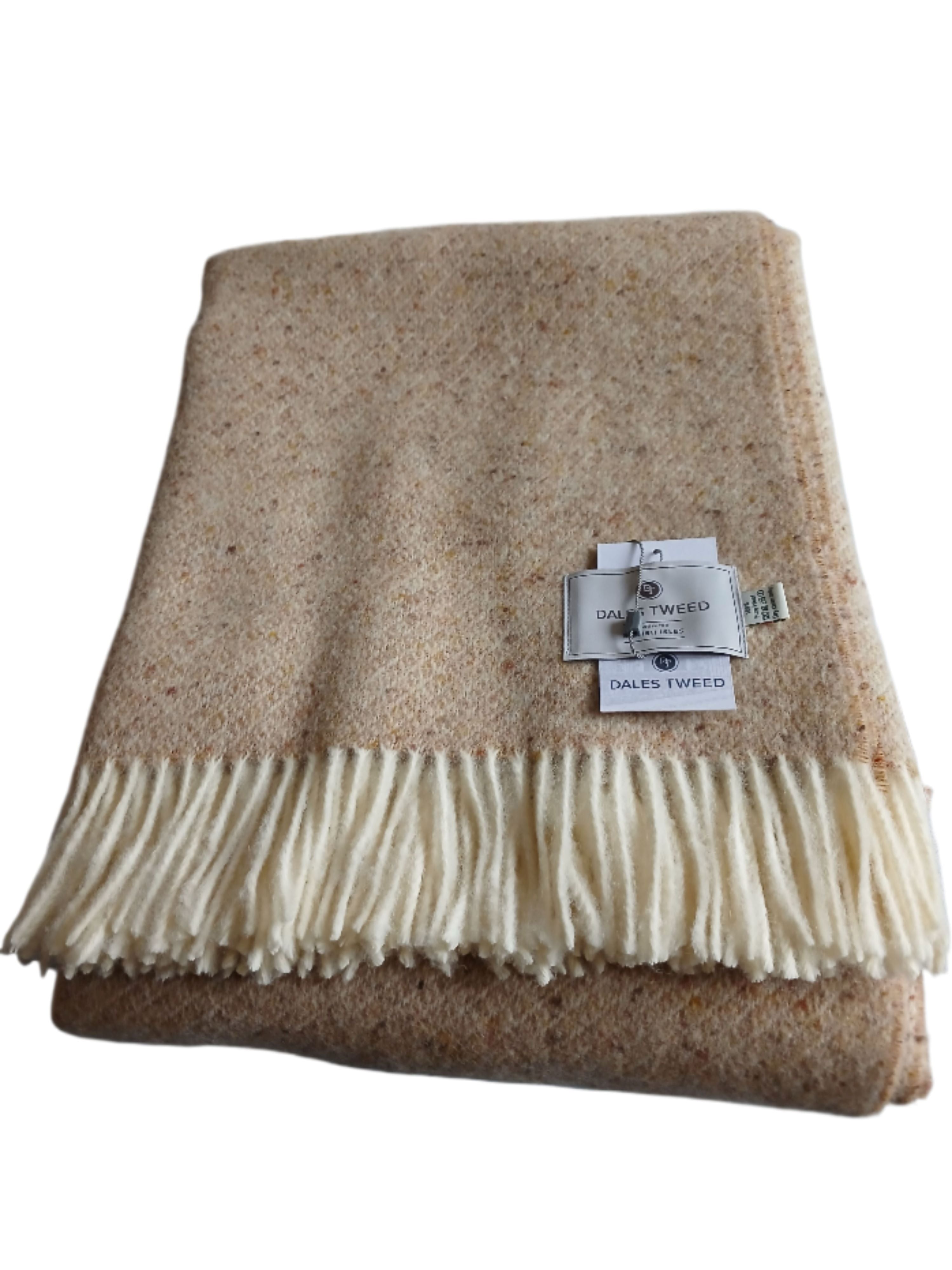 Dales Tweed 100% Pure Wool Donegal Throw Colour Classic Sand tone