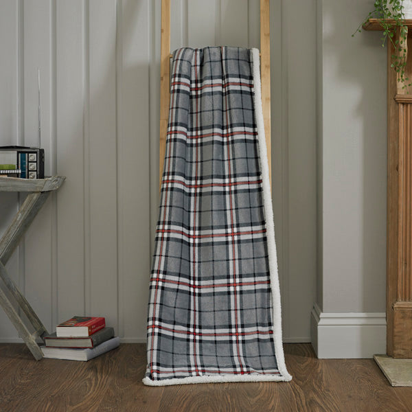 Sherpa Reverse Thomson Grey Ultra Plush Warm Blanket Throw in Grey & White