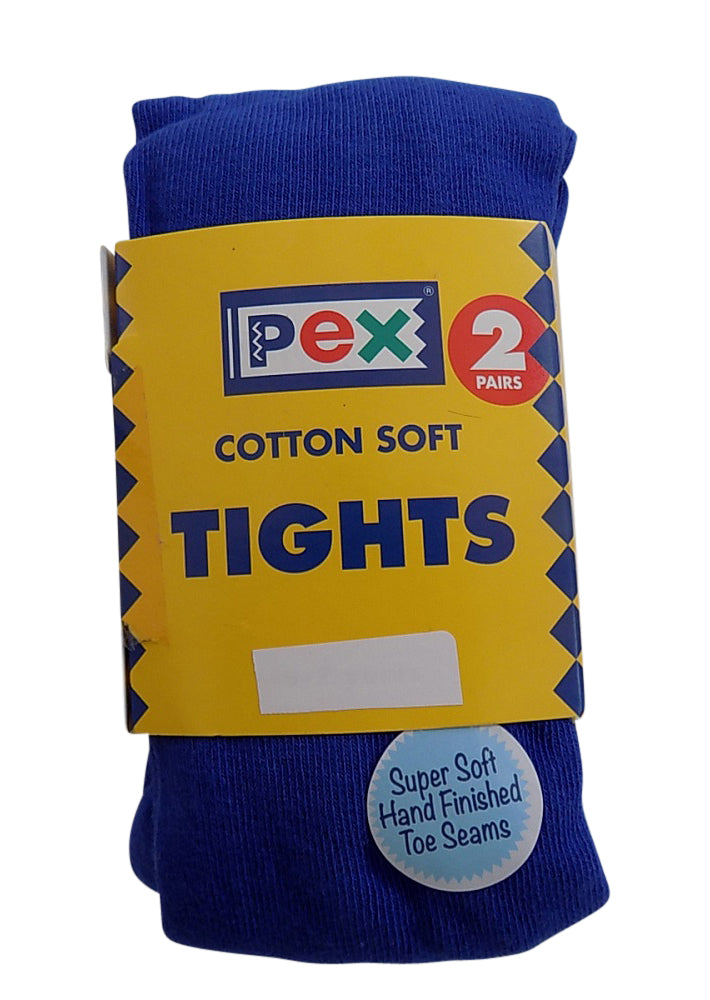 Pex Cotton Soft Sunset 2 Pair's Girl's Tights Colour Royal Blue