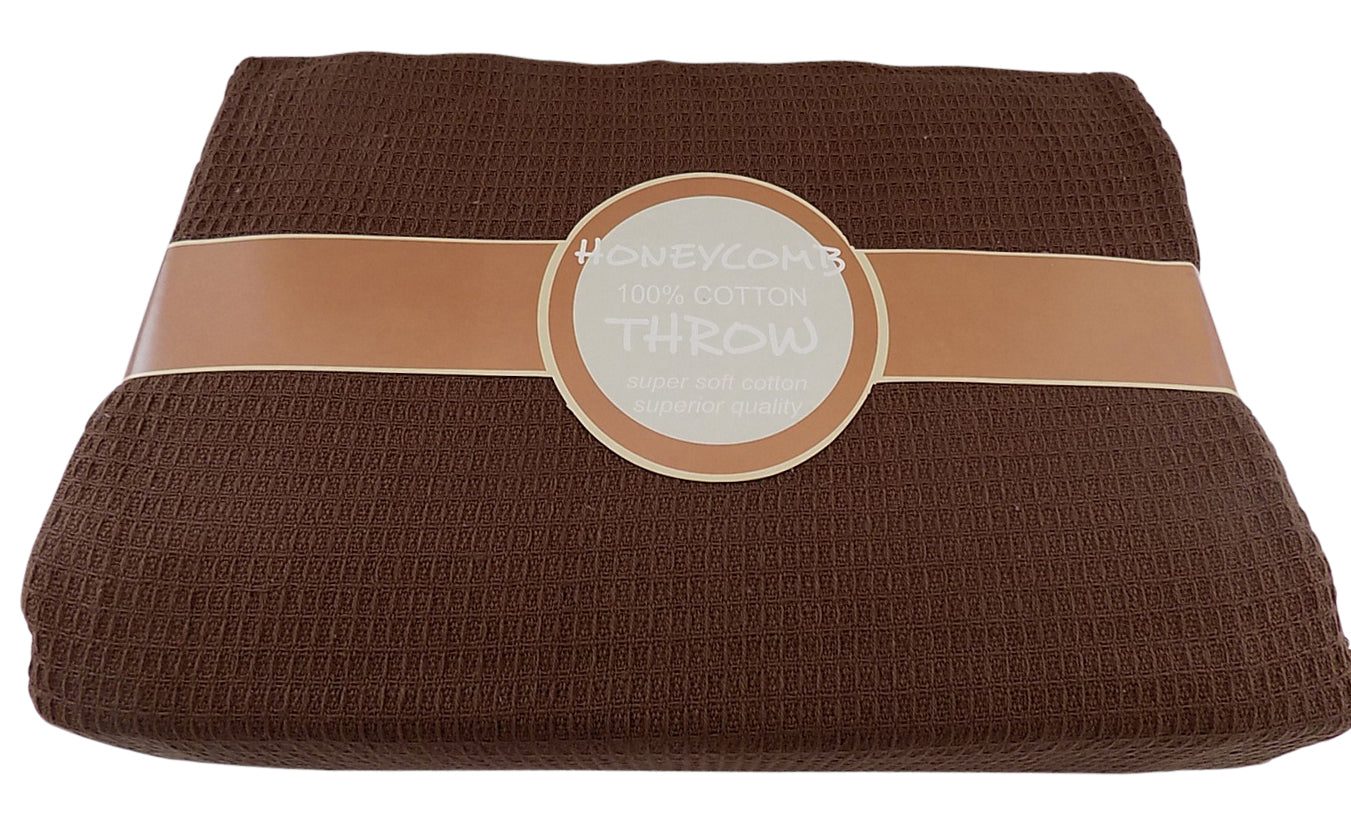 Honeycomb Throw King Size 102"x 102" (259cm x 259cm) Colour Chocolate