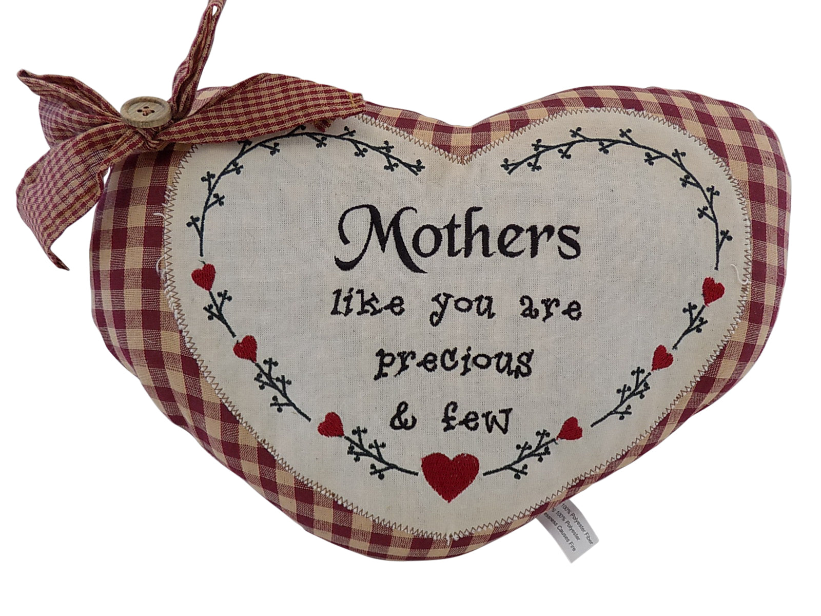 Rustic Country Farmhouse Red & Cream Heart shaped Cushion (Mothers)