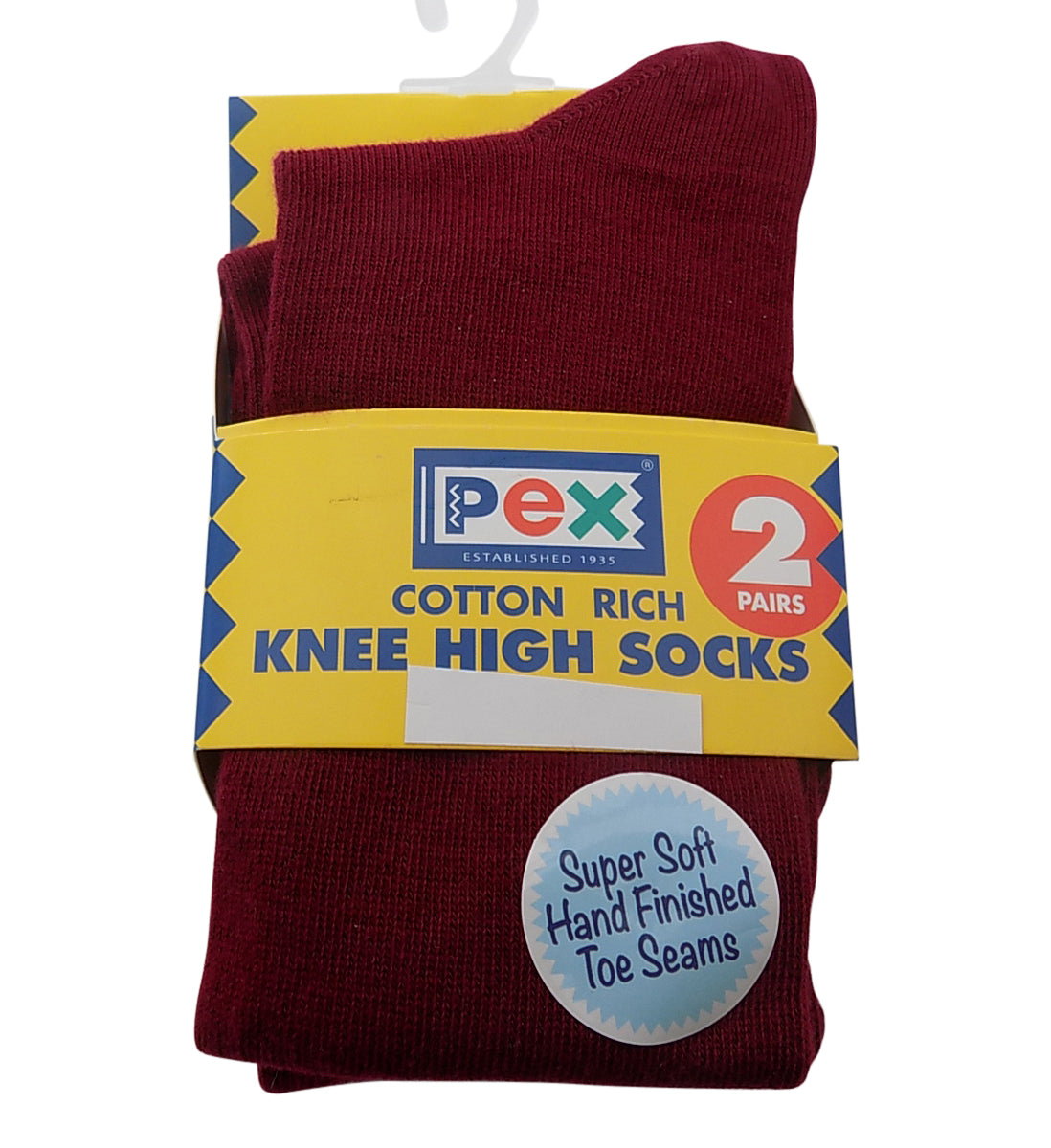 Pex Graduate Knee High Socks 2-Pack – Black, Girls School Uniform, Cotton Blend