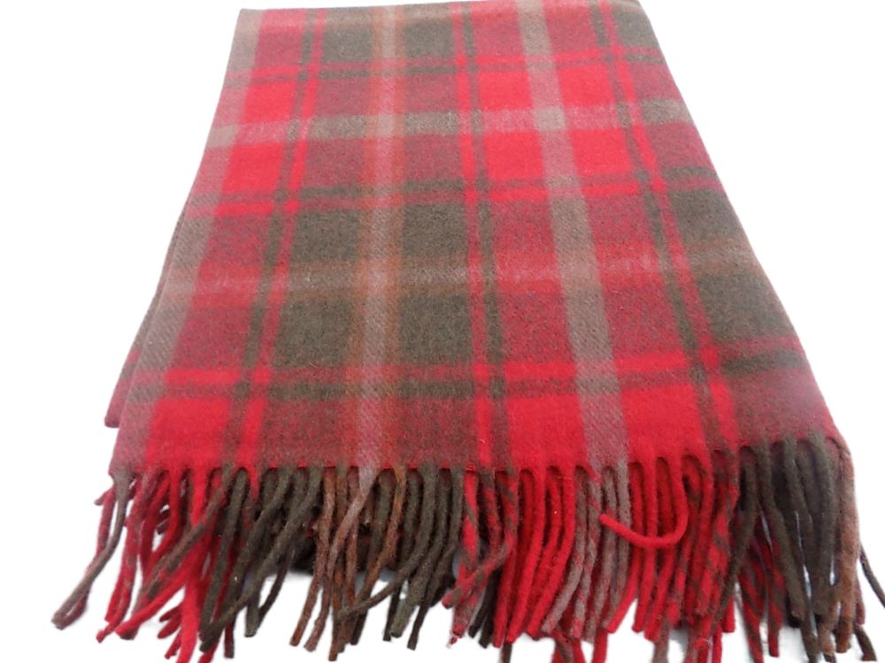 Highland Wool Blend Tartan Blanket / Throw Extra Warm Dark Maple Tartan