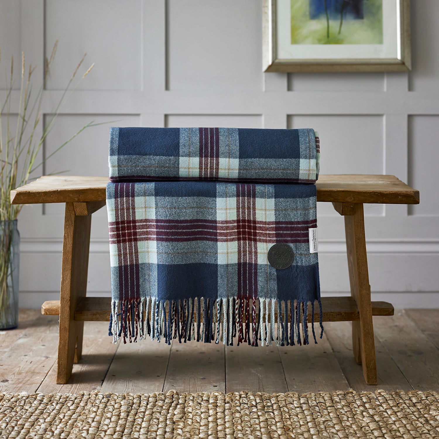 TLC Ainsley Tartan Acrylic Throw 140 x 185cm Colour Blue