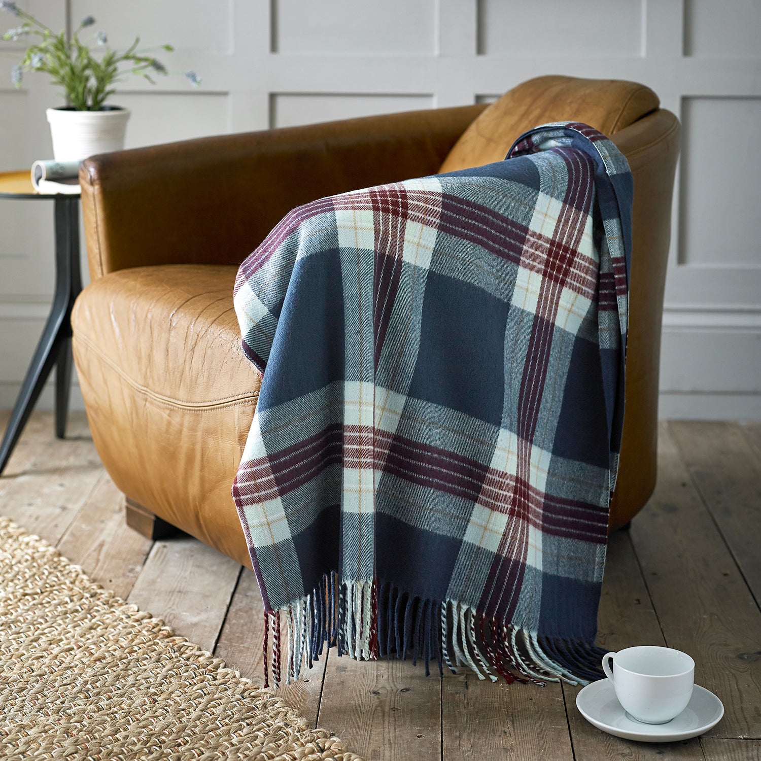 TLC Ainsley Tartan Acrylic Throw 140 x 185cm Colour Blue