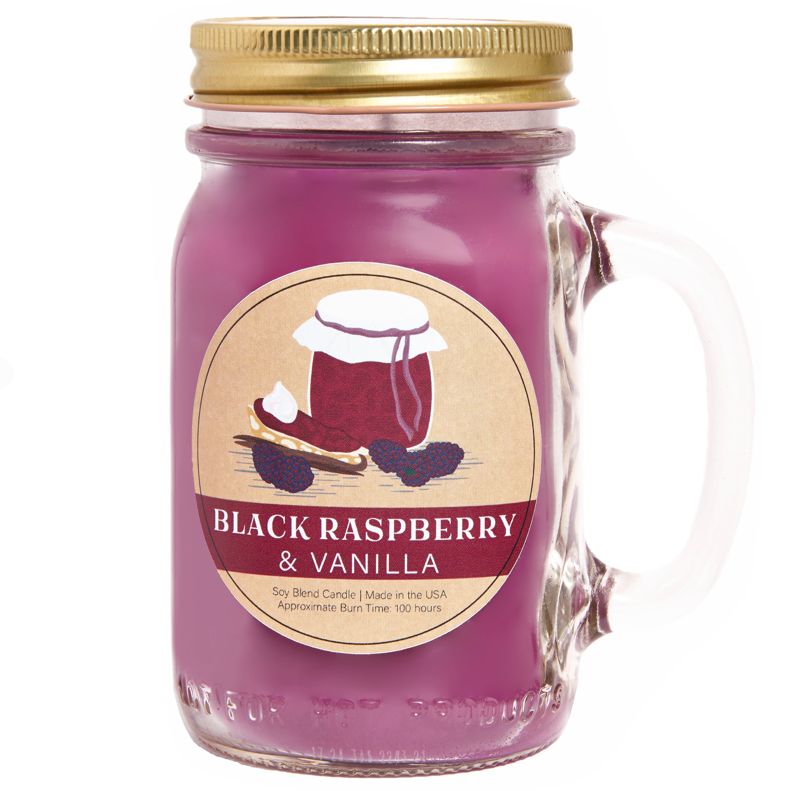 Black Raspberry Vanilla - Scented 13 Ounce Mason Jar Candle - Our Own Candle Company