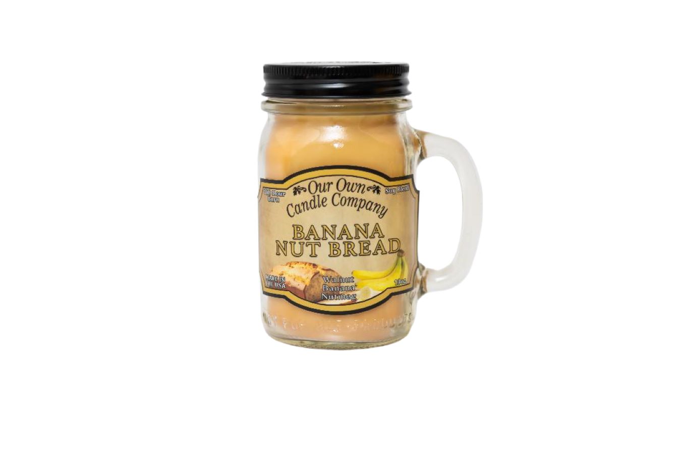 Banana Nut Bread - Scented 13 Ounce Mason Jar Candle - Our Own Candle Company