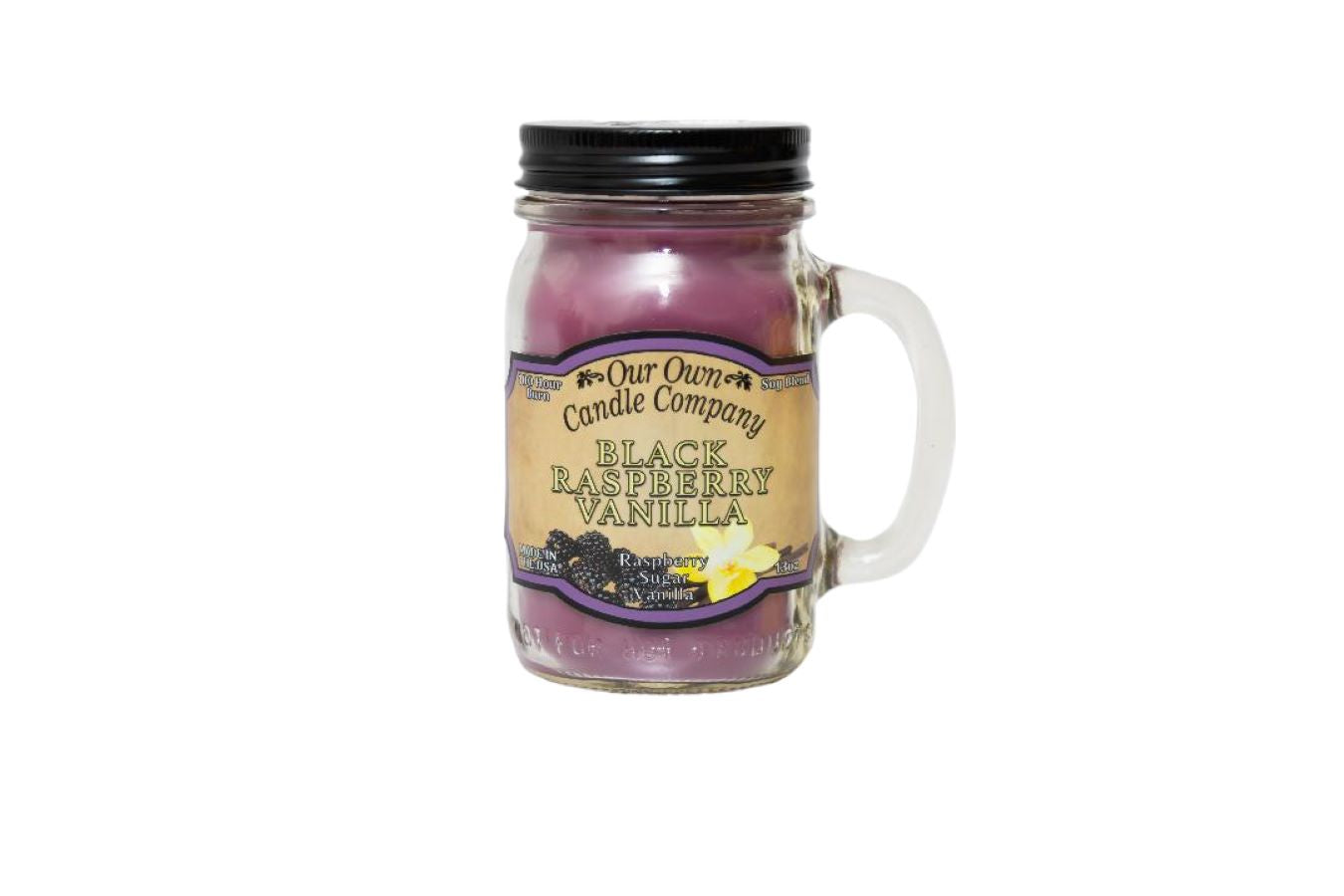 Black Raspberry Vanilla - Scented 13 Ounce Mason Jar Candle - Our Own Candle Company