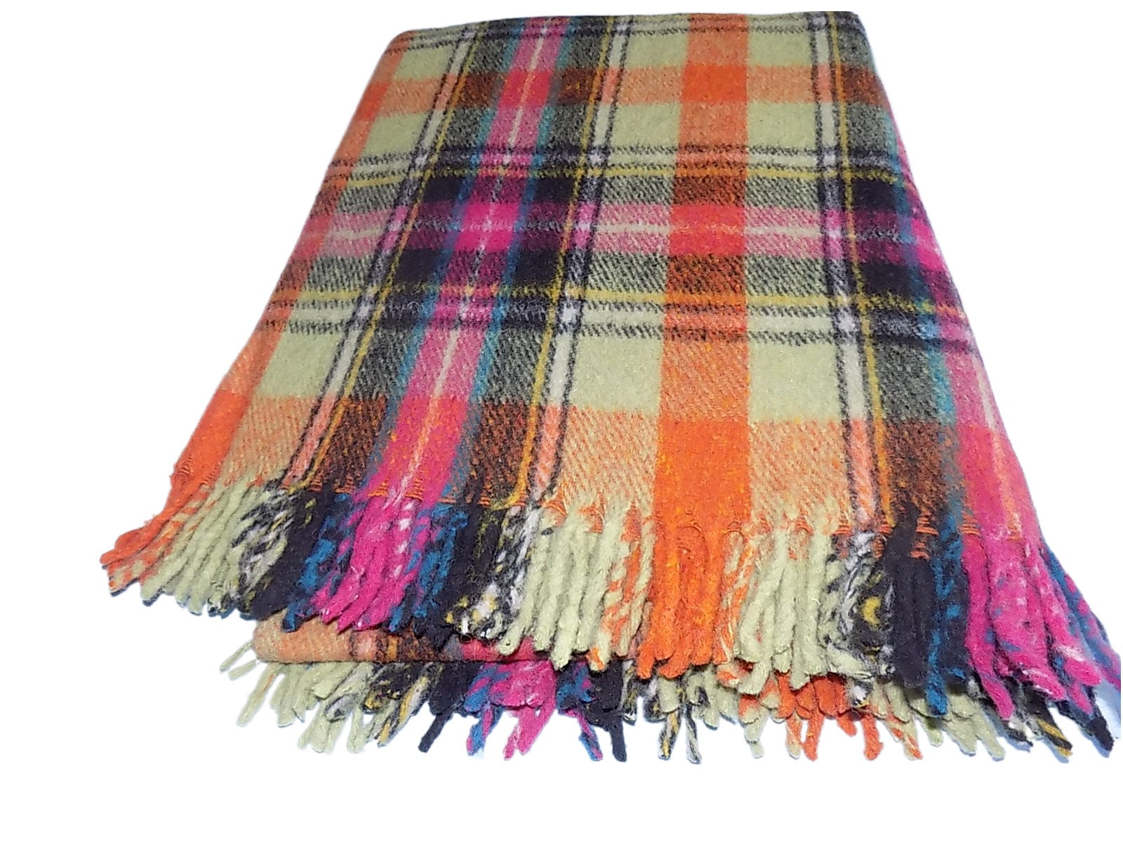 Edinburgh Wool Blend Tartan Blanket / Throw Extra Warm Bruce of Kinnaird Tartan