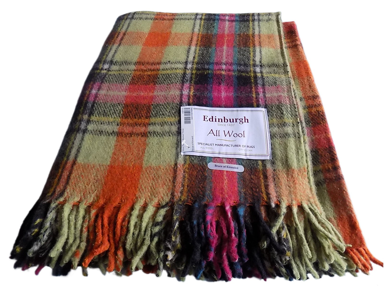 Edinburgh Wool Blend Tartan Blanket / Throw Extra Warm Bruce of Kinnaird Tartan