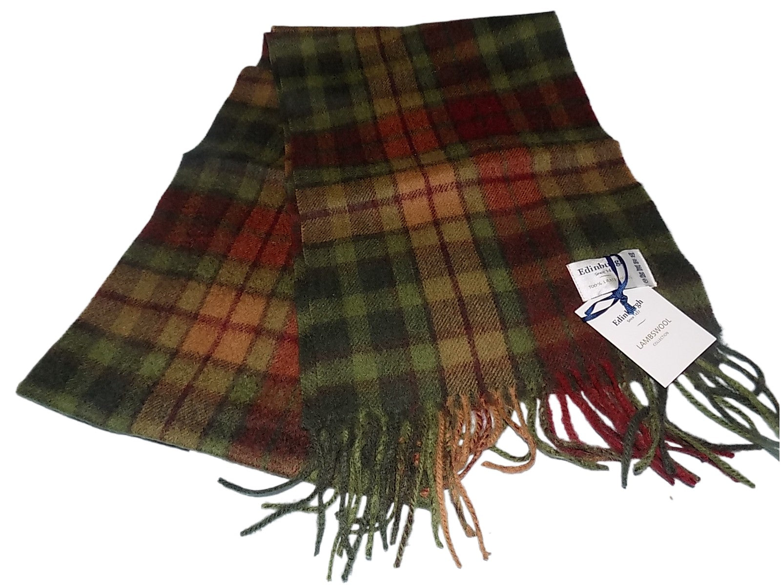 Edinburgh 100% Lambswool Scottish Multicolour Scarf Buchanan Autumn Tartan