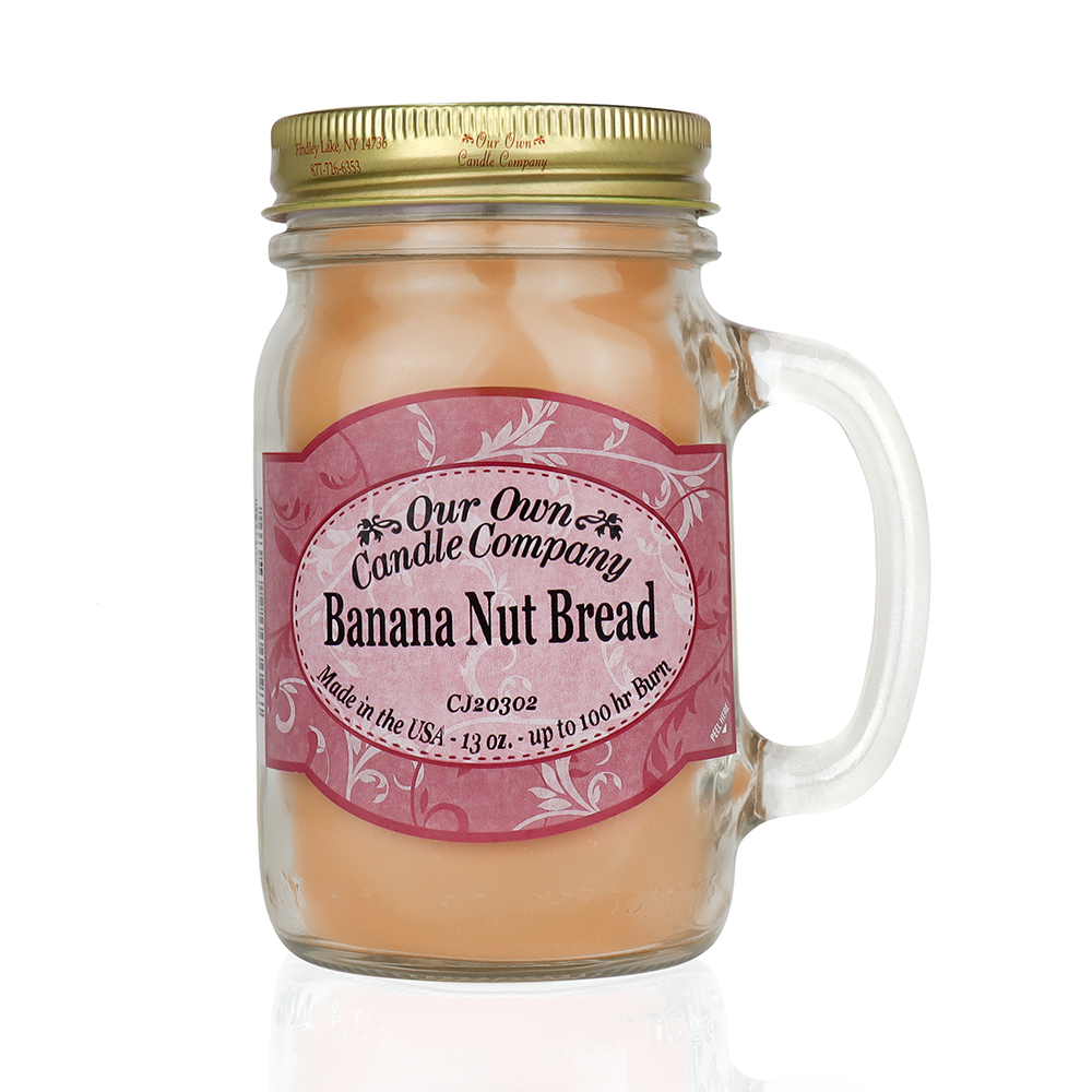 Banana Nut Bread - Scented 13 Ounce Mason Jar Candle - Our Own Candle Company