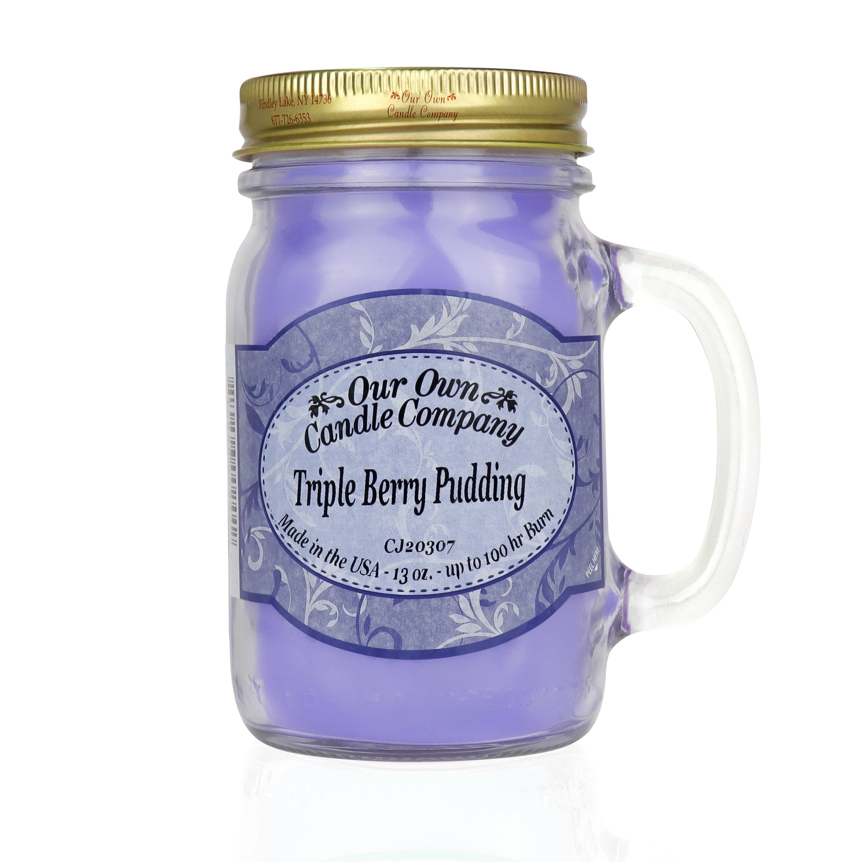 Triple Berry Pudding Scented Jar Candle 100 hr burn time - Our Own Candle 13oz