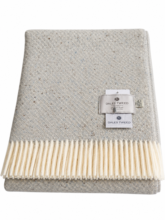 Dales Tweed 100% Pure Wool Donegal Throw Colour Classic Duckegg/Sky Blue tone
