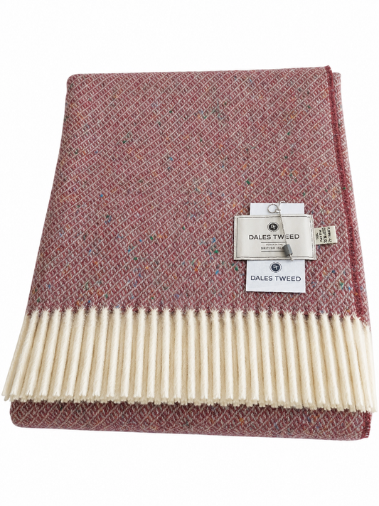 Dales Tweed 100% Pure Wool Donegal Throw Colour Classic Vintage Red tone