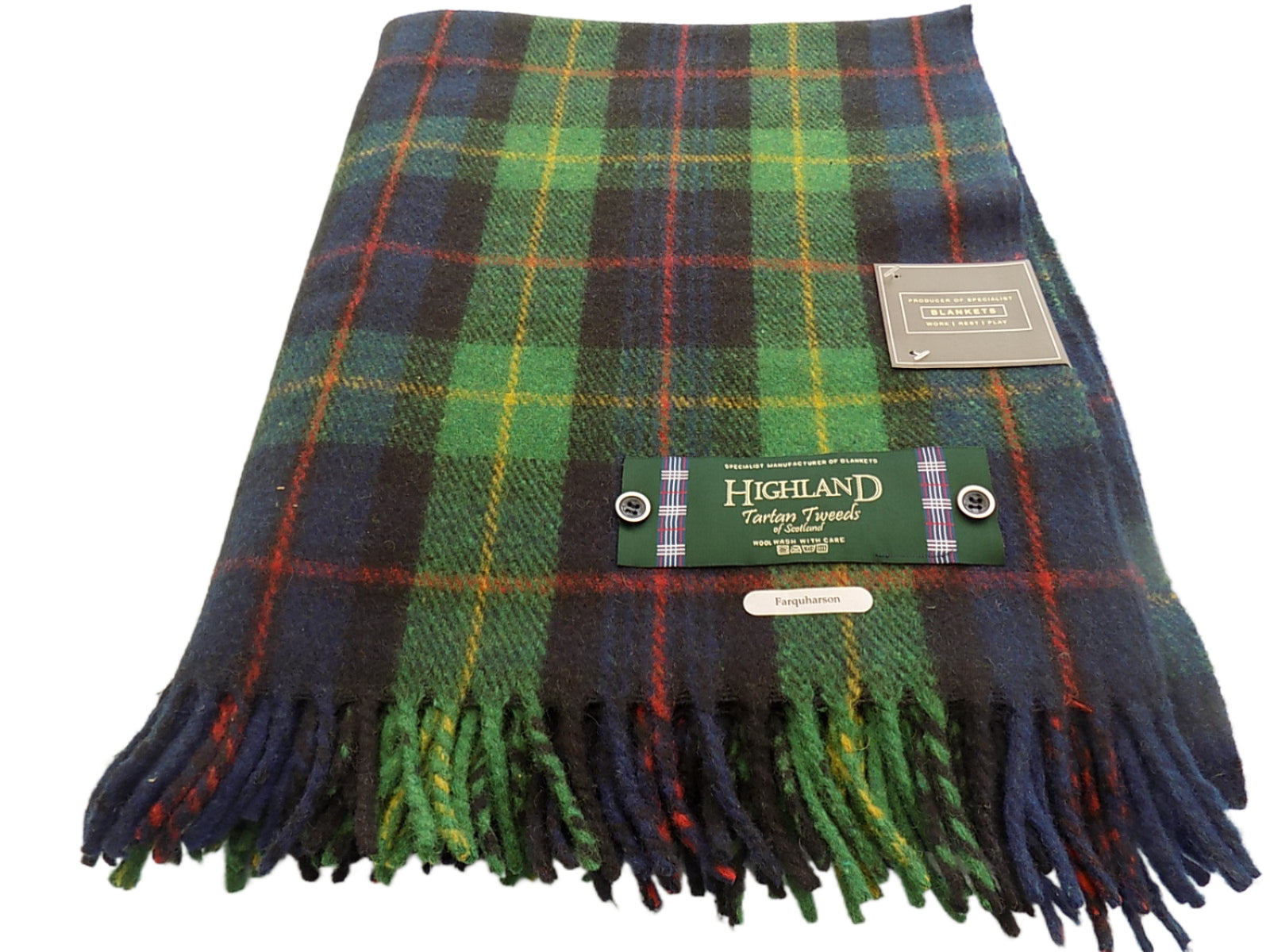 Highland Wool Blend Tartan Blanket / Throw Farquharson Tartan