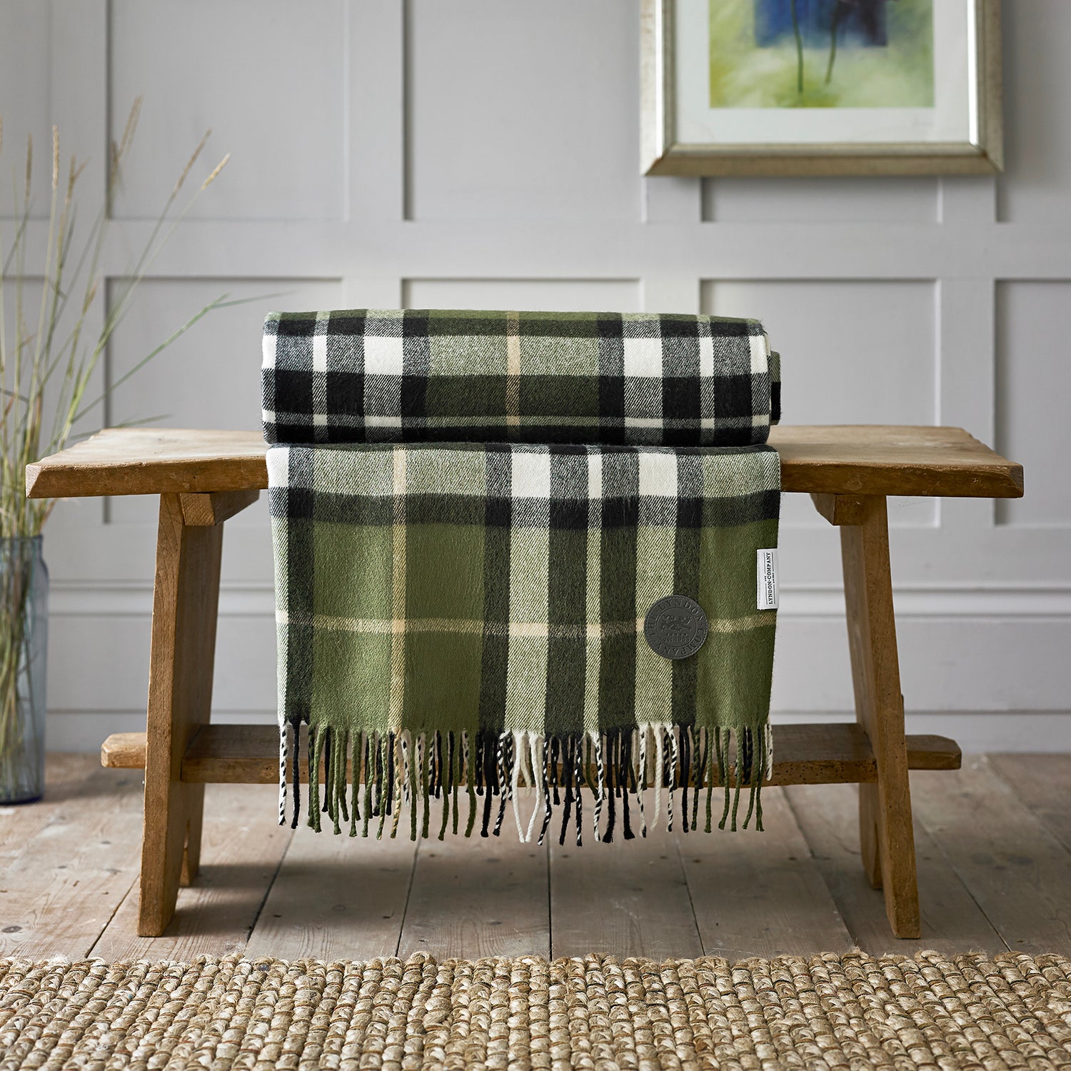 TLC Fergus Tartan Acrylic Throw 140 x 185cm Colour Green