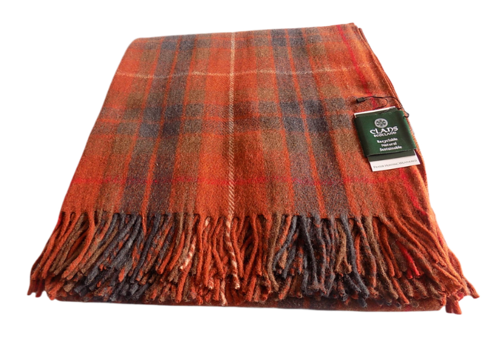 Highland Wool Blend Tartan Blanket / Throw Fraser Hunting Weathered Tartan