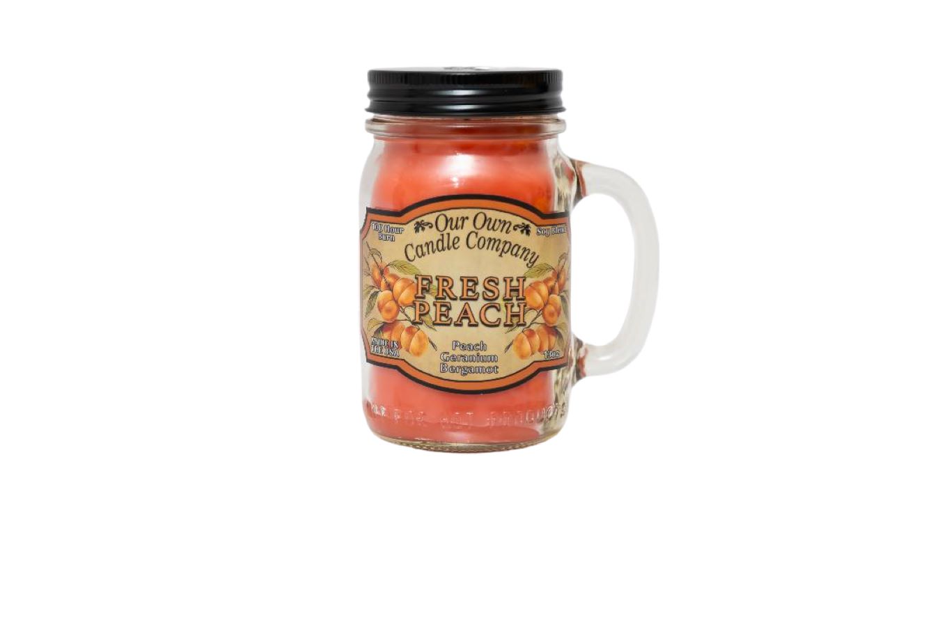 Our Own Candle Company Fresh Peach Fragranced Large 13oz Mason Jar Candle