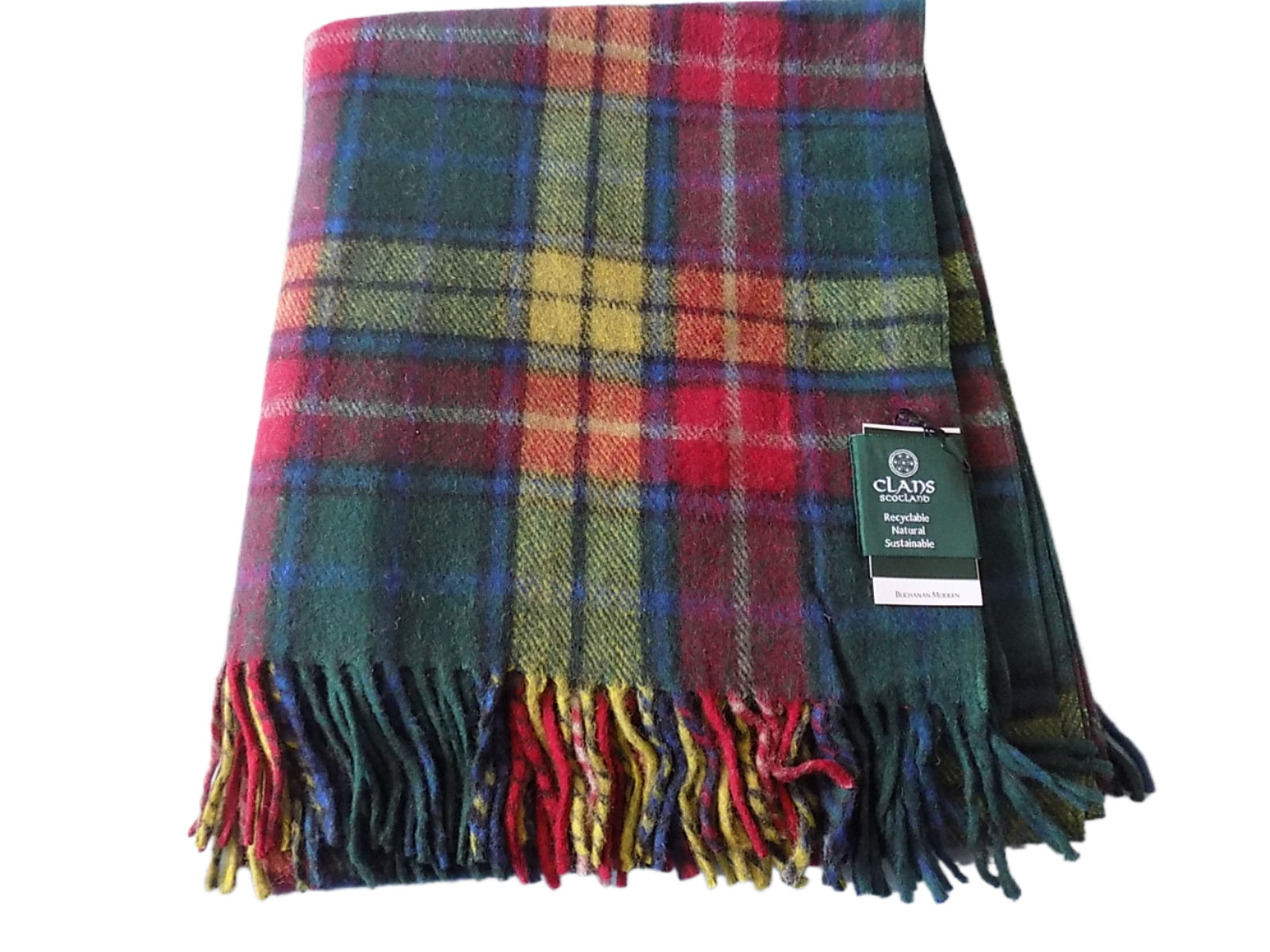 Highland Wool Blend Tartan Blanket / Throw Buchanan Modern Tartan