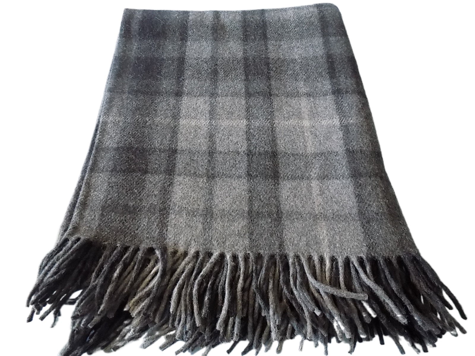 Highland Wool Blend Tartan Blanket / Throw Buchanan Grey Tartan