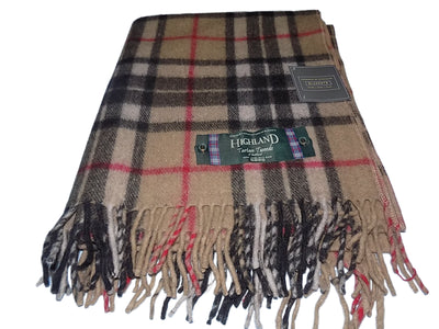 Wool Knee Blanket/Throw Camel Thomson Tartan
