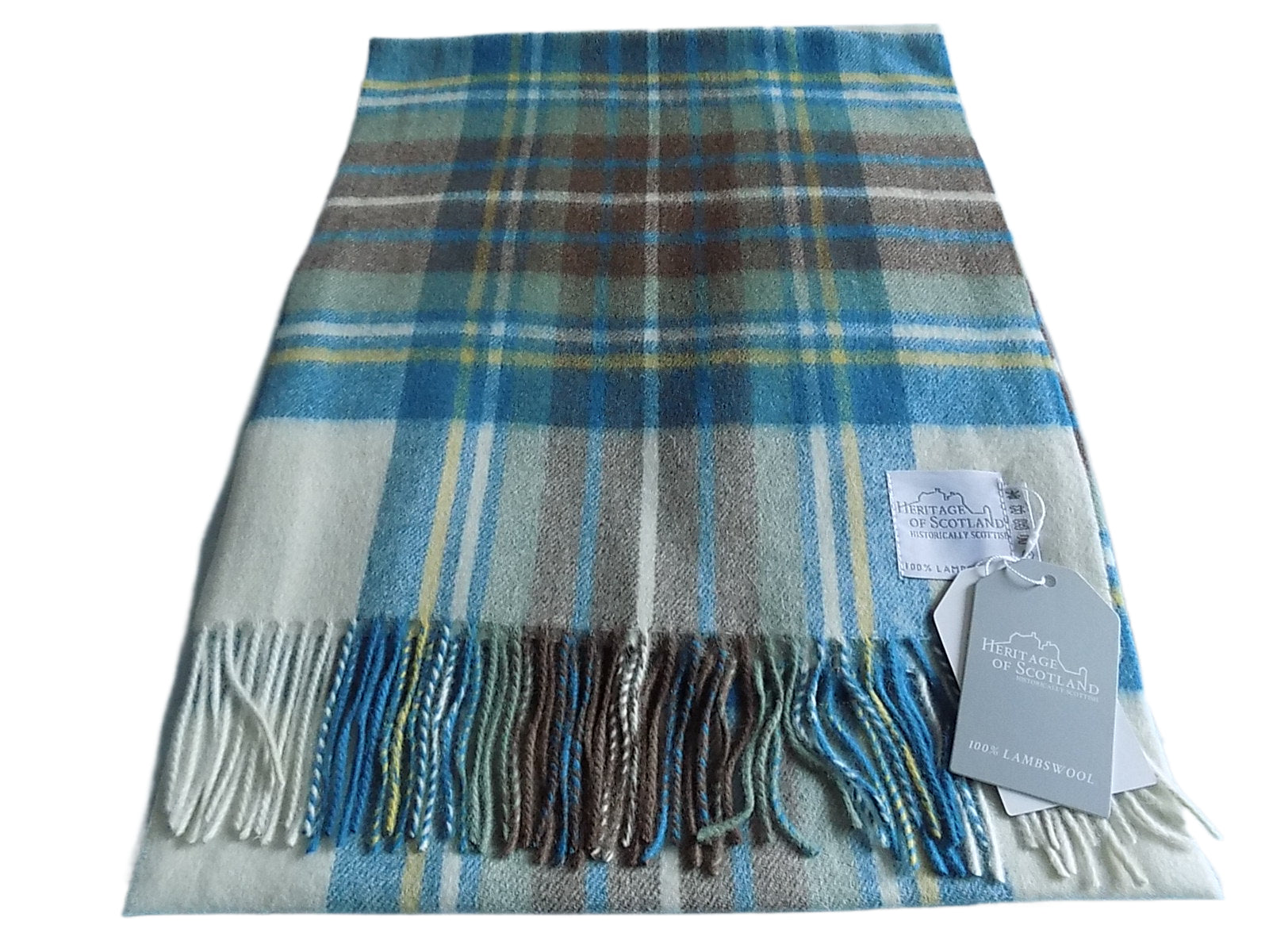 Heritage of Scotland 100% Lambswool Wide Scarf Stewart Mute Blue