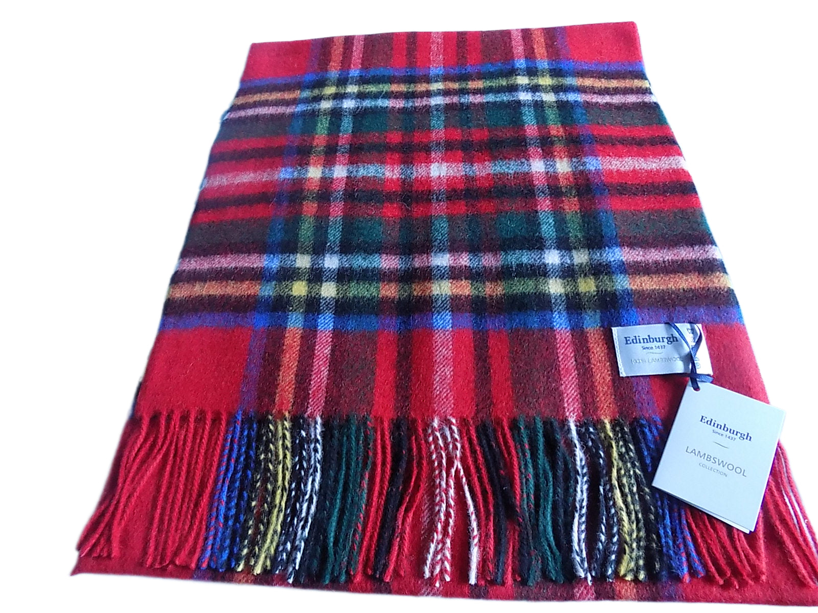 Edinburgh Hos 100% Lambswool Wide Scarf Stewart Royal