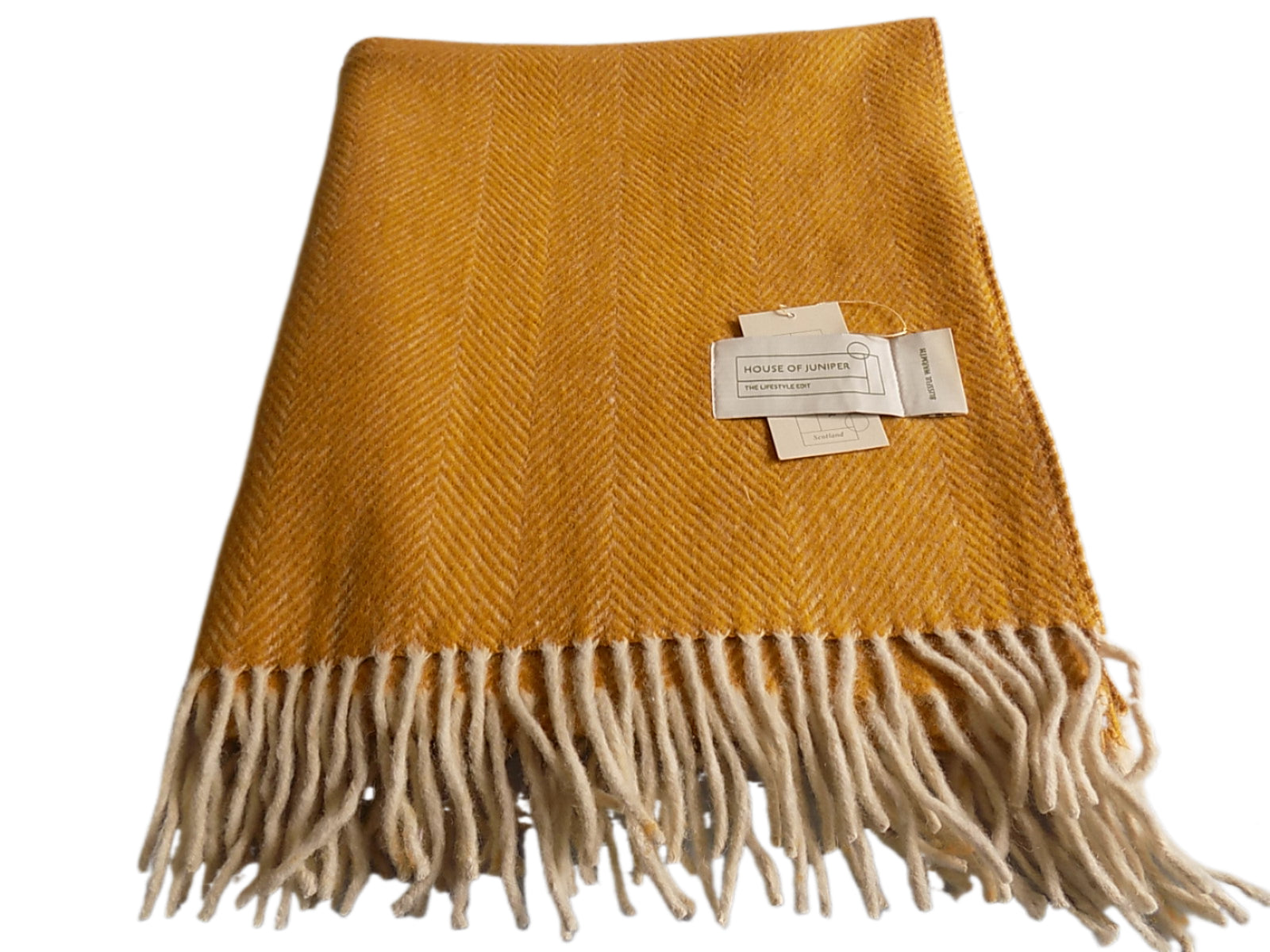 Knee Lap Blanket Scottish Herringbone 72 x 190cm Colour Mustard