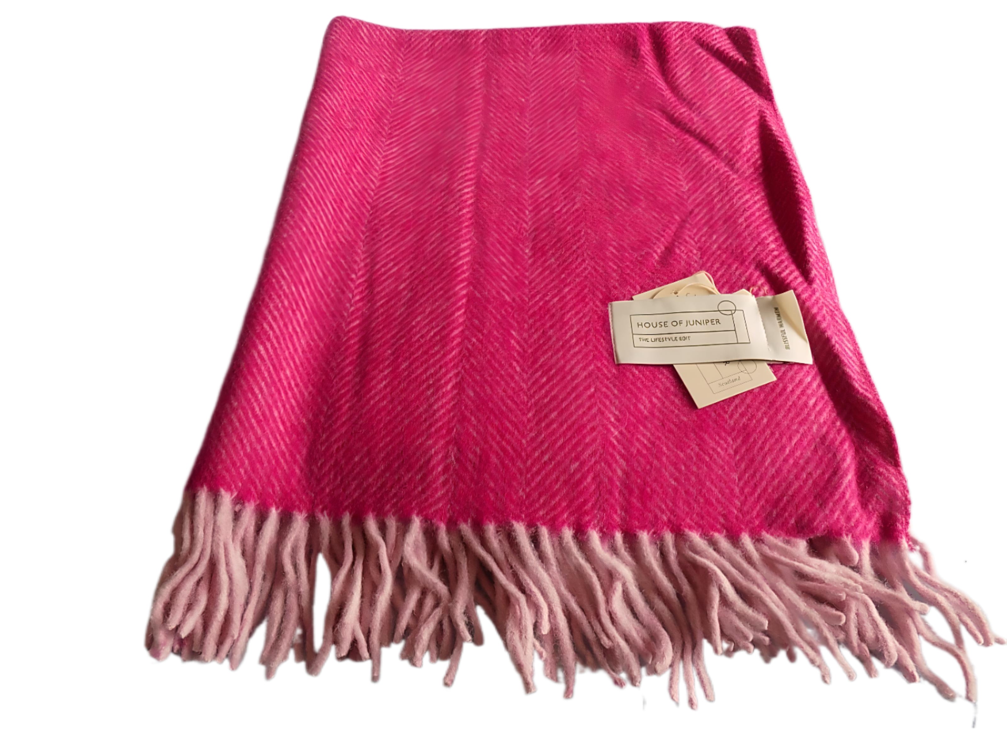 Knee Lap Blanket Scottish Herringbone  72 x 190cm Colour Pink