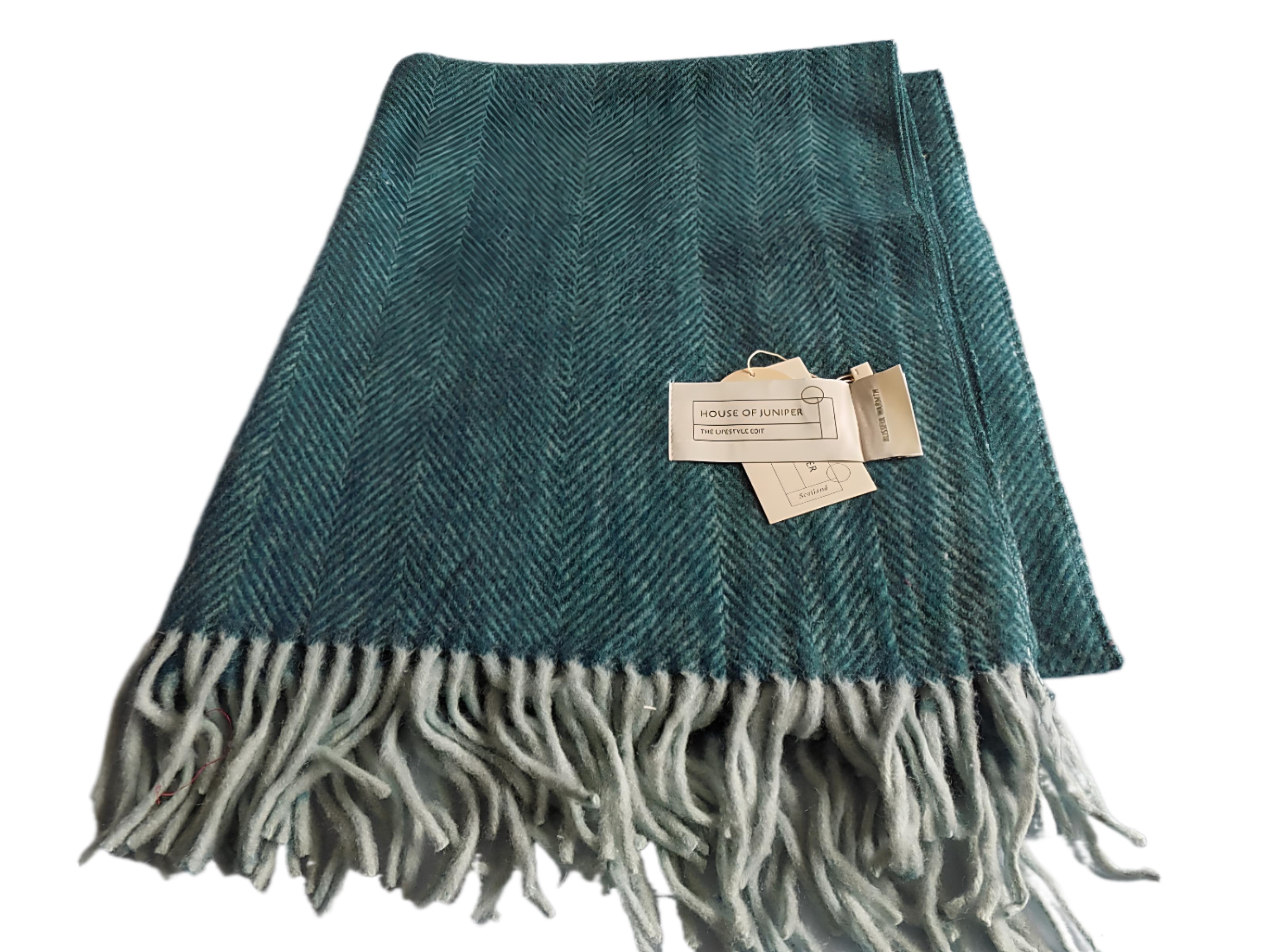 Knee Lap Blanket Scottish Herringbone  72 x 190cm Colour Turquoise