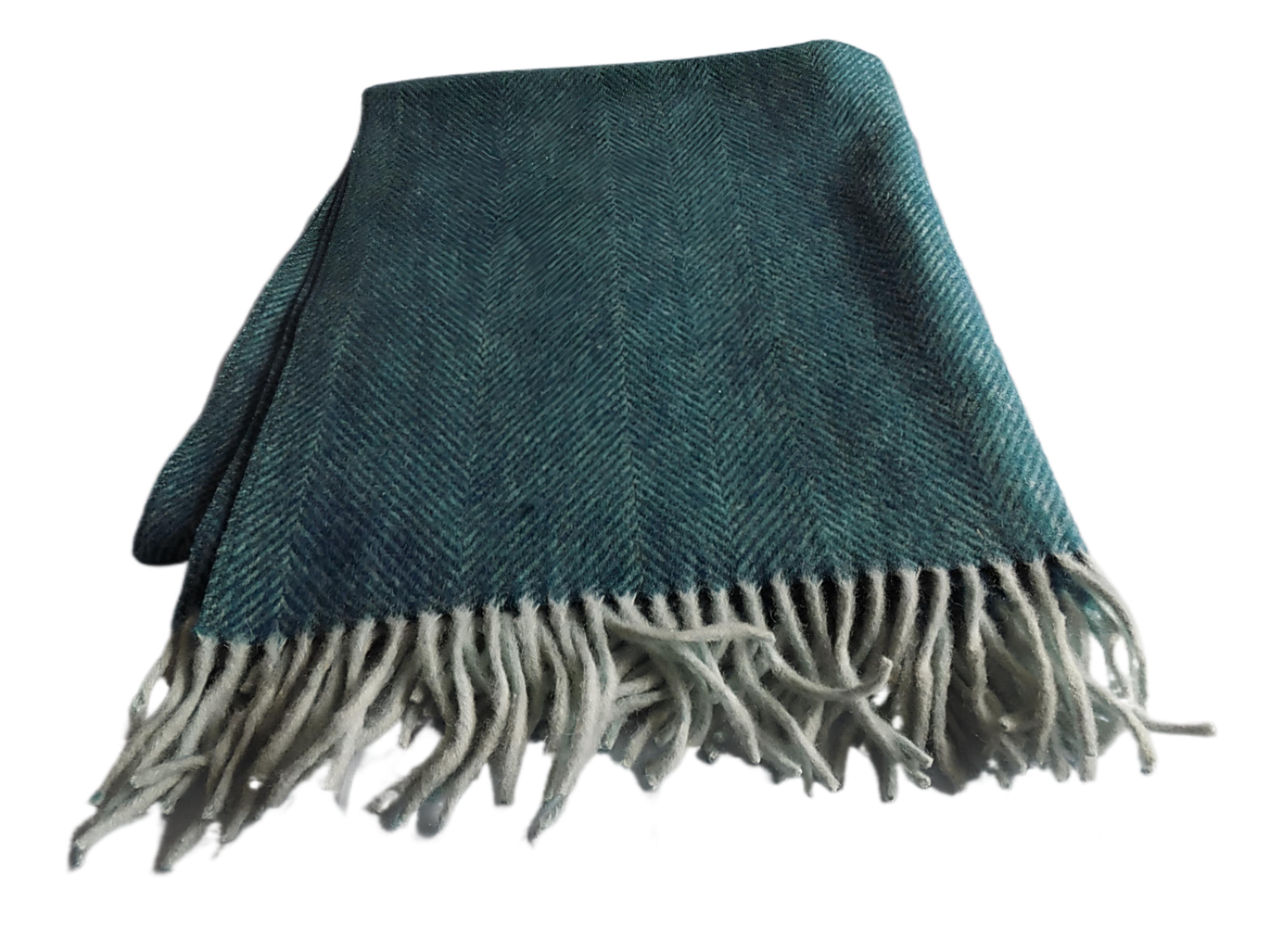 Knee Lap Blanket Scottish Herringbone  72 x 190cm Colour Turquoise