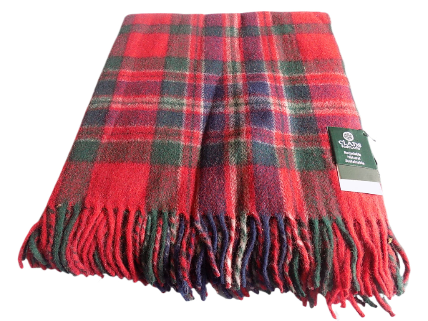 MacFarlane tartan wool blend blanket in red and black Highland fabric wool design