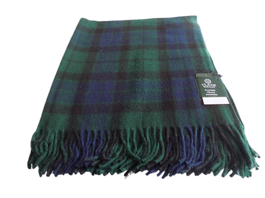 Highland wool blend tartan blanket throw in MacKay Tartan, styled as tartan capelet or cape tartan for versatile use.