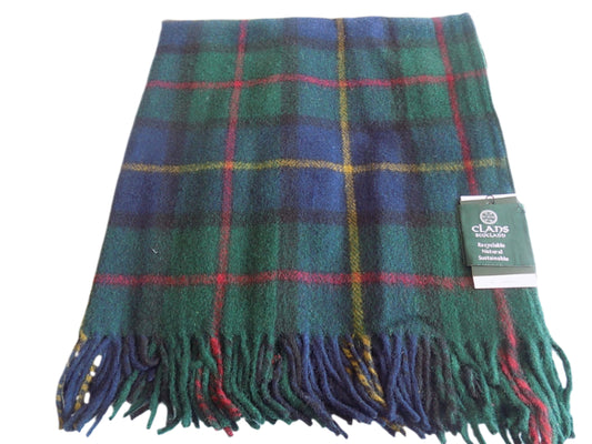Highland wool blend tartan blanket throw in Stewart Natural Dress Tartan, premium wool throw blanket, classic blanket with wool, luxury wool blanket.