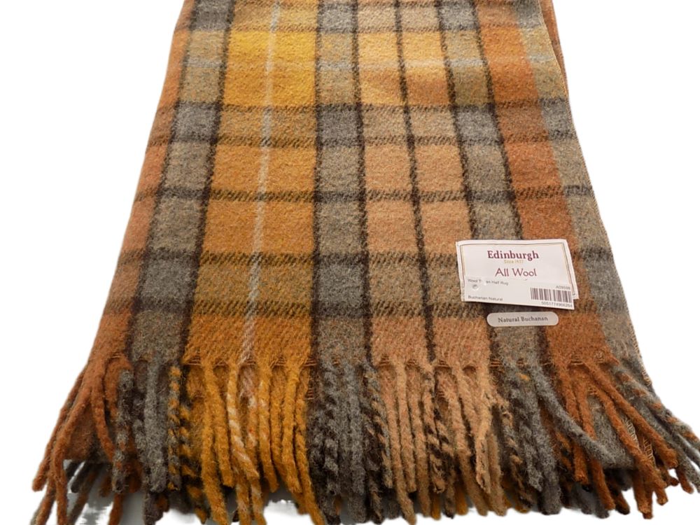 Wool Knee Blanket/Throw Buchanan Natural Tartan