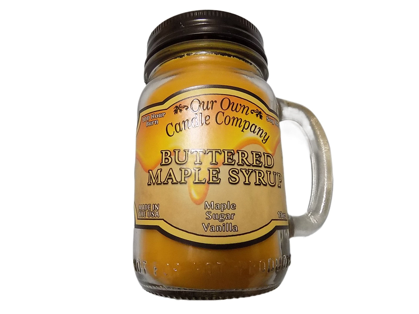 Our Own Candle Company Buttered Maple Syrup 13 Ounce Mason Jar Candle Scented