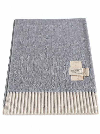 Knee Lap Blanket Scottish Herringbone 72 x 190cm Colour Denim (Slate Blue)