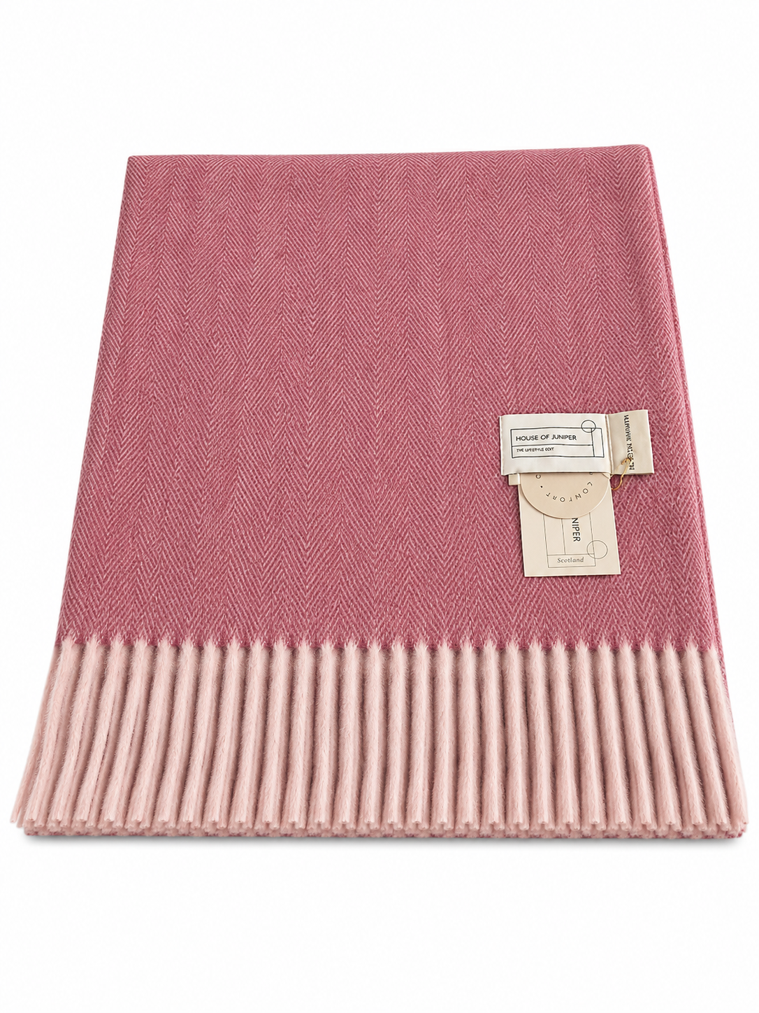 Knee Lap Blanket Scottish Herringbone 72 x 190cm Colour Eminence (Vintage Rose)