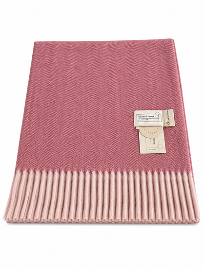Knee Lap Blanket Scottish Herringbone 72 x 190cm Colour Eminence (Vintage Rose)
