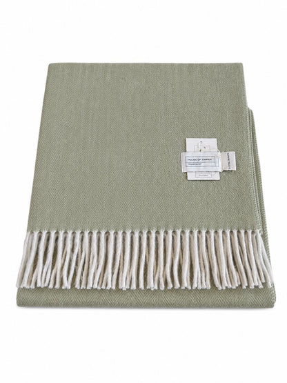 Scottish Herringbone Knee Lap Blanket – Green – 72 x 190cm